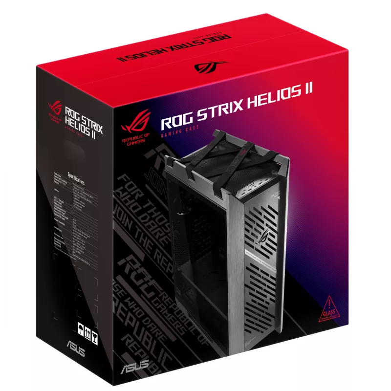 PC-Gehäuse ASUS ROG Strix Helios II Midi Tower — ATX/Midi Tower, gehärtetes Glas, 420 mm GPU, 3x140 mm Frontlüfter, USB-C