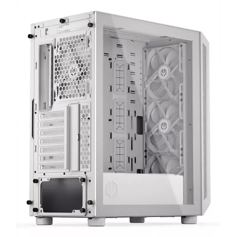 PC-Midi-Tower-Gehäuse ENDORFY ARX 500 ARGB Weiß – gehärtetes Glas, unterstützt ATX/Micro-ATX/Mini-ITX, 3x140 mm vorne + 1x140 mm hinten, 1×3,5-Zoll- + 6×2,5-Zoll-Einschübe