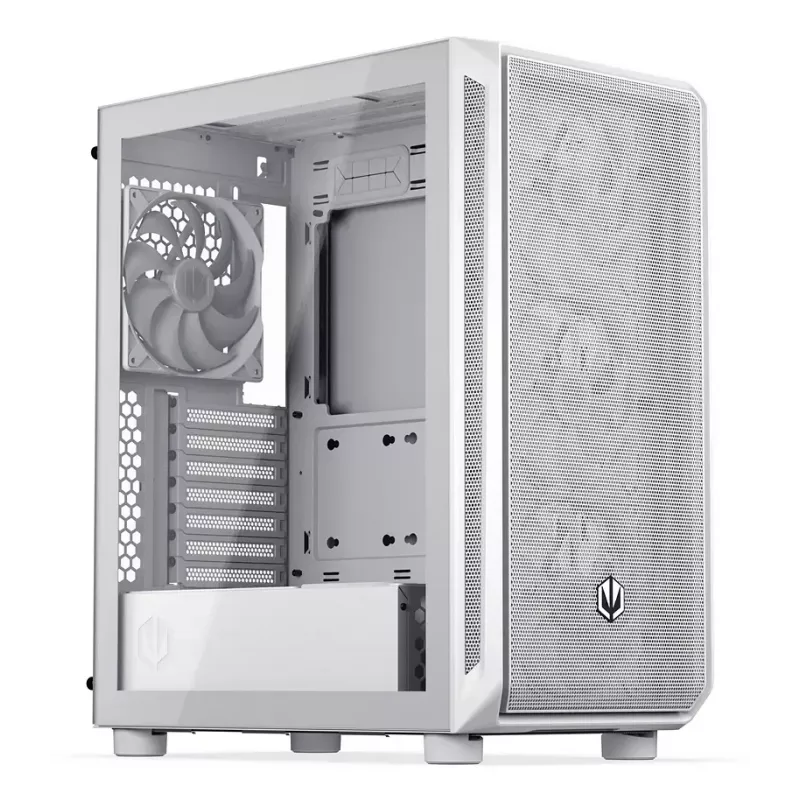PC-Midi-Tower-Gehäuse ENDORFY ARX 500 ARGB Weiß – gehärtetes Glas, unterstützt ATX/Micro-ATX/Mini-ITX, 3x140 mm vorne + 1x140 mm hinten, 1×3,5-Zoll- + 6×2,5-Zoll-Einschübe