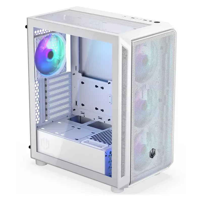 PC-Midi-Tower-Gehäuse ENDORFY ARX 500 ARGB Weiß – gehärtetes Glas, unterstützt ATX/Micro-ATX/Mini-ITX, 3x140 mm vorne + 1x140 mm hinten, 1×3,5-Zoll- + 6×2,5-Zoll-Einschübe