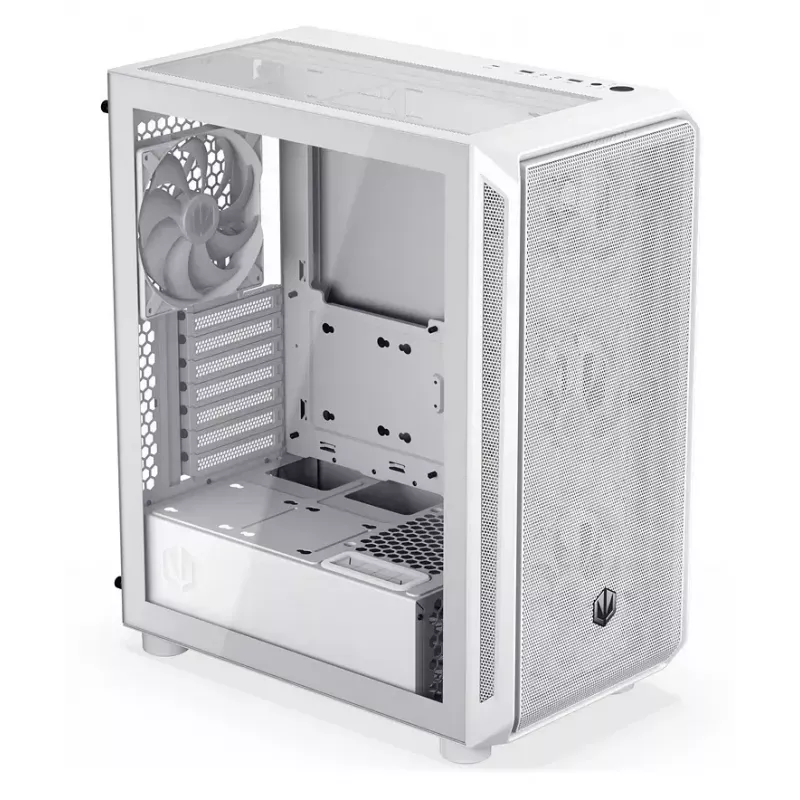 PC-Midi-Tower-Gehäuse ENDORFY ARX 500 ARGB Weiß – gehärtetes Glas, unterstützt ATX/Micro-ATX/Mini-ITX, 3x140 mm vorne + 1x140 mm hinten, 1×3,5-Zoll- + 6×2,5-Zoll-Einschübe