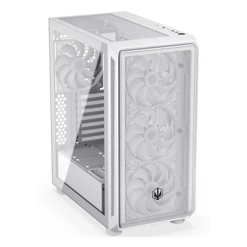 PC-Midi-Tower-Gehäuse ENDORFY ARX 500 ARGB Weiß – gehärtetes Glas, unterstützt ATX/Micro-ATX/Mini-ITX, 3x140 mm vorne + 1x140 mm hinten, 1×3,5-Zoll- + 6×2,5-Zoll-Einschübe