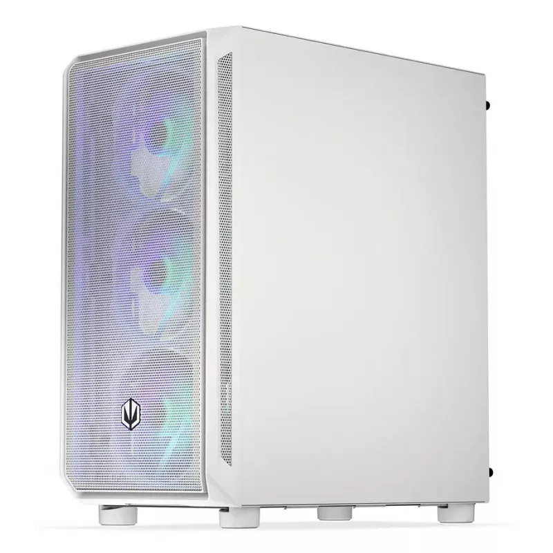PC-Midi-Tower-Gehäuse ENDORFY ARX 500 ARGB Weiß – gehärtetes Glas, unterstützt ATX/Micro-ATX/Mini-ITX, 3x140 mm vorne + 1x140 mm hinten, 1×3,5-Zoll- + 6×2,5-Zoll-Einschübe