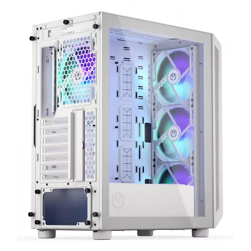 PC-Midi-Tower-Gehäuse ENDORFY ARX 500 ARGB Weiß – gehärtetes Glas, unterstützt ATX/Micro-ATX/Mini-ITX, 3x140 mm vorne + 1x140 mm hinten, 1×3,5-Zoll- + 6×2,5-Zoll-Einschübe