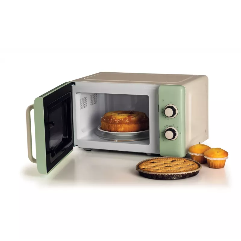 Ariete Vintage Line 3960 Vintage Mikrowelle, 800 W, Fassungsvermögen 20 l, 3 Funktionen, 5 Leistungsstufen, Timer, Grün
