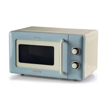 Ariete Vintage Line 3960 Vintage Mikrowelle, 800 W, 20 l Fassungsvermögen, 3 Funktionen, 5 Kochstufen, Timer, Blau