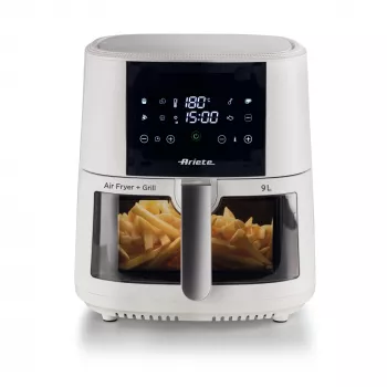 Ariete 4630 Heißluftfritteuse 9L, 1300W, Fassungsvermögen 9L, Garkapazität 2,5kg, 8 voreingestellte Programme, Temperatur bis zu 200°, transparenter Korb zur Garfortschrittskontrolle, Weiß