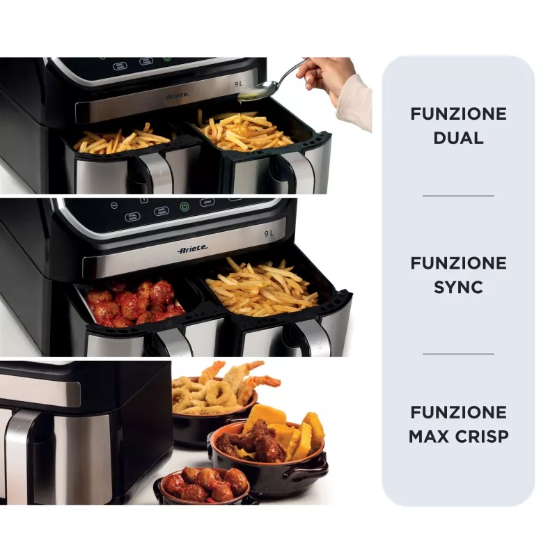 Heißluftfritteuse Ariete 4625/00 9 L 2100 W Schwarz Silber