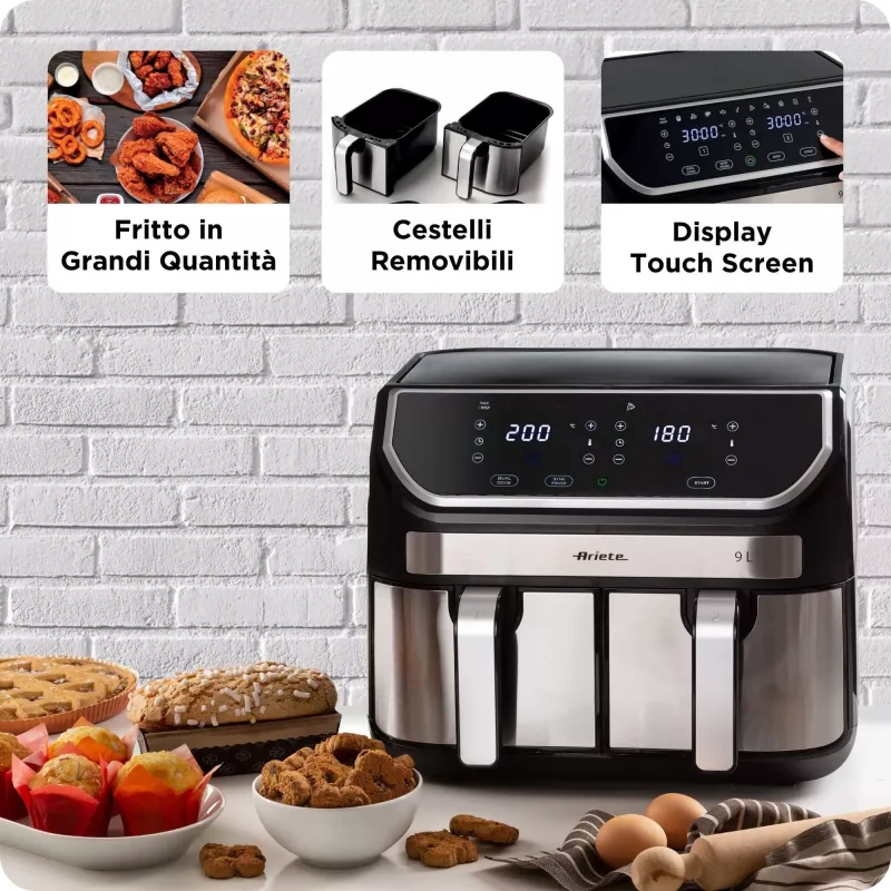 Heißluftfritteuse Ariete 4625/00 9 L 2100 W Schwarz Silber