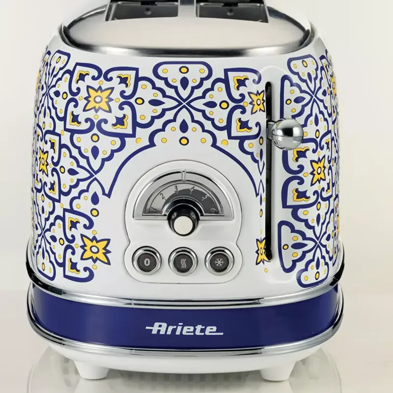 Ariete 155 Toaster Capri, 810W, 2 Scheiben, 6 Bräunungsstufen, Krümelschublade, Auftaufunktion, Automatische Auswurf, Ohne Klemmen