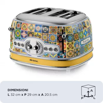 Toaster ARIETE Positano 4-Scheiben, 1630 W, mehrfarbige Ausführung