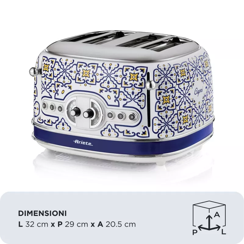 Toaster ARIETE Capri 4-Scheiben, 1630 W, weiß/mehrfarbig