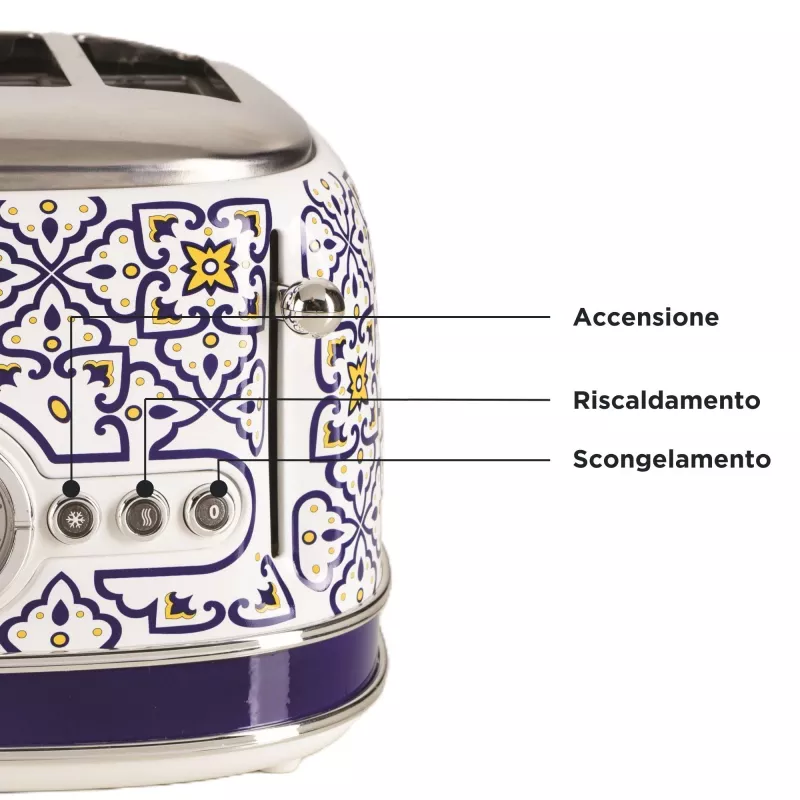 Toaster ARIETE Capri 4-Scheiben, 1630 W, weiß/mehrfarbig
