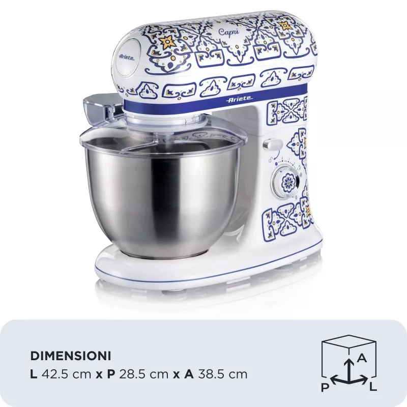 Ariete 1588 Capri Küchenmaschine, Planetenrührwerk, 7 Geschwindigkeiten, 2400 Watt, 5,5 Liter, Edelstahlschüssel