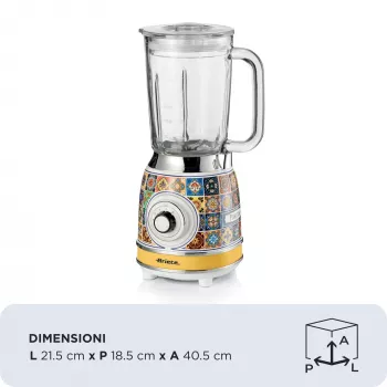 Ariete 583 Positano Mixer mit 1,5-Liter-Glaskrug, 4 Edelstahlklingen, 4 Geschwindigkeiten + Pulse, 1000 Watt