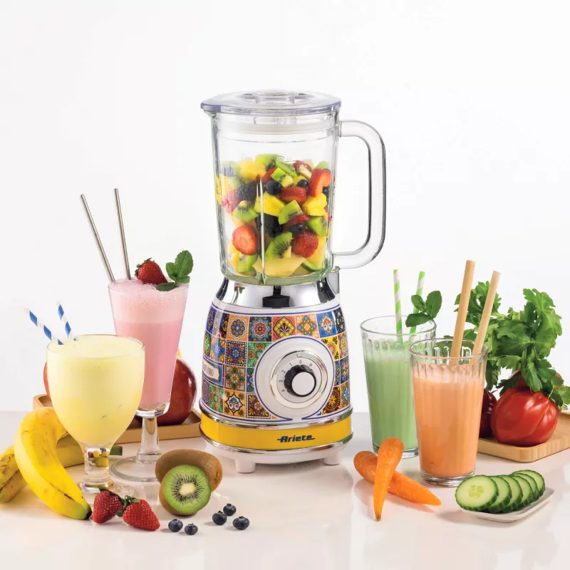 Ariete 583 Positano Mixer mit 1,5-Liter-Glaskrug, 4 Edelstahlklingen, 4 Geschwindigkeiten + Pulse, 1000 Watt