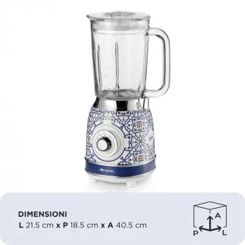 Ariete 583 Capri Standmixer mit 1,5-Liter-Glaskrug, 4 Edelstahlklingen, 4 Geschwindigkeiten + Pulsfunktion, 1000 Watt