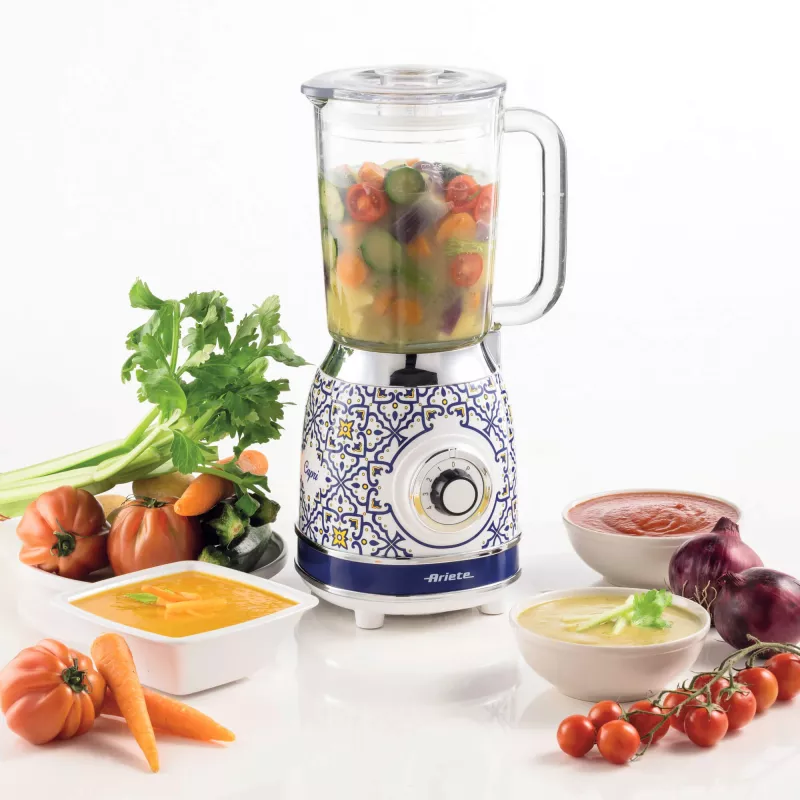 Ariete 583 Capri Standmixer mit 1,5-Liter-Glaskrug, 4 Edelstahlklingen, 4 Geschwindigkeiten + Pulsfunktion, 1000 Watt