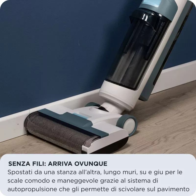 Ariete 2483 Aqua Force Wash & Vacuum, smarter Staubsauger, kabelloser Bodenreiniger, Akku, saugt und wischt, Tierhaare, trockener und nasser Schmutz, 700 ml Fassungsvermögen, Zubehör inklusive