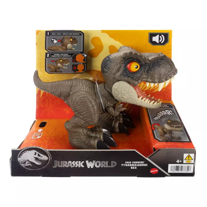 Jurassic World Roar Command Tyrannosaurus Rex Dinosaurier-Spielfigur, Aufnahme-, Abspiel- & Brüllfunktion, T. Rex