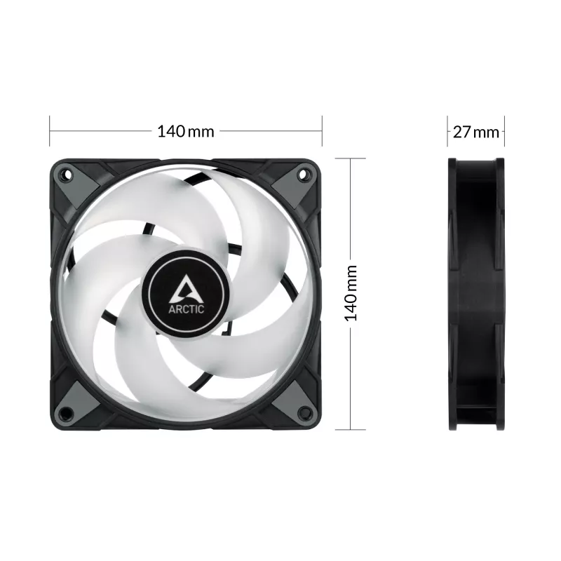 ARCTIC P14 PWM PST A-RGB 0dB – Semi-passiver 140-mm-Lüfter mit digitalem A-RGB