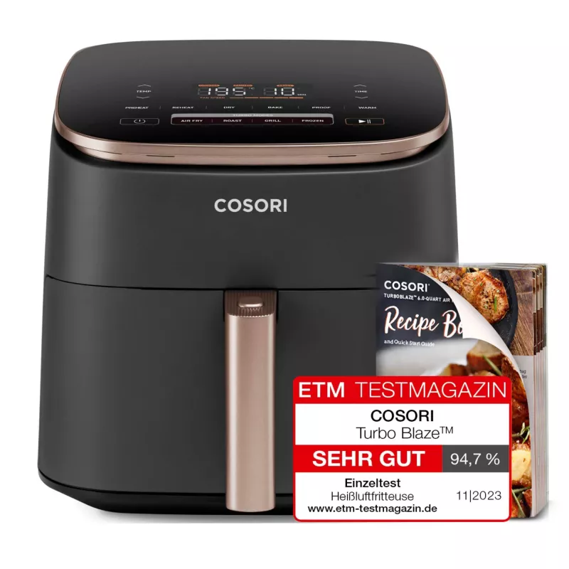 Cosori Turbo Blaze Chef Edition Single 6 L Standgerät 1725 W Heißluftfritteuse Schwarz, Roségold
