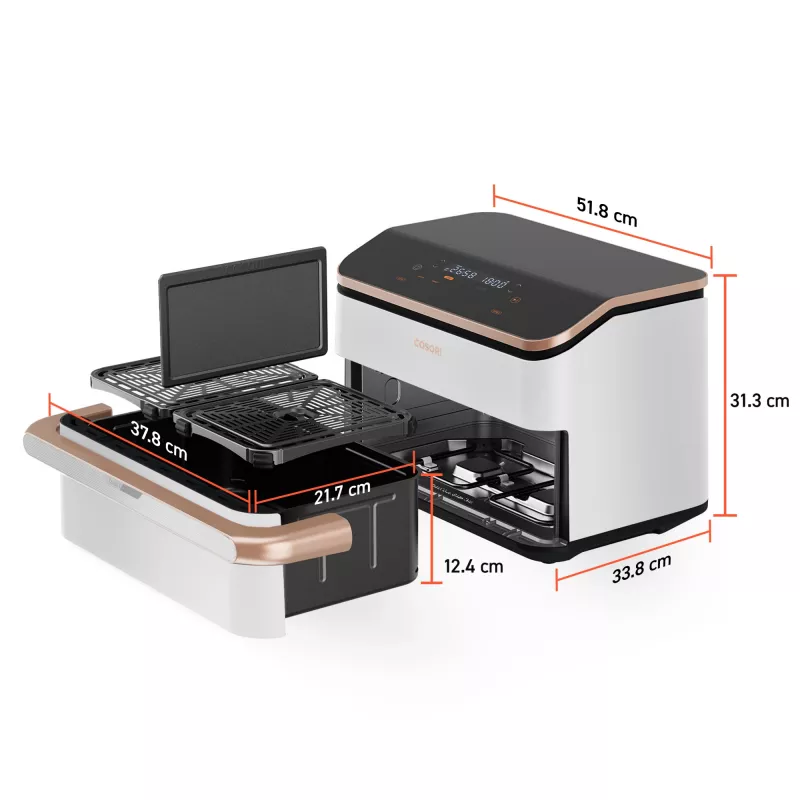 Cosori Dual Blaze Twinfry Chef Edition Double 10 L Standgerät 2800 W Heißluftfritteuse Roségold, Weiß