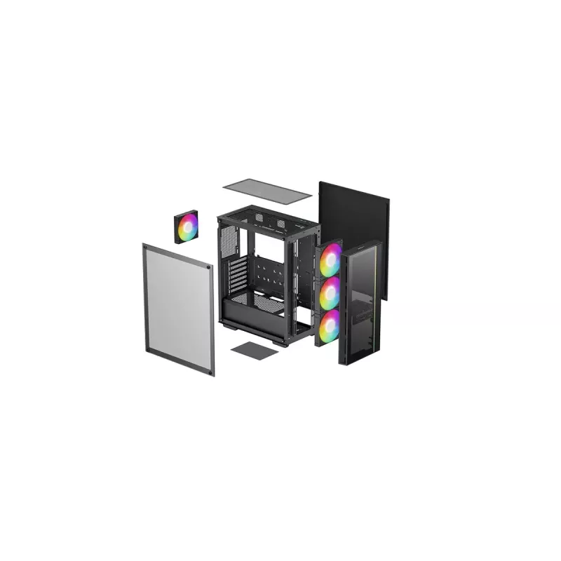 PC-Gehäuse DeepCool MATREXX55 V4 C Midi Tower Schwarz – gehärtetes Glas, ATX/microATX-Unterstützung, USB-C, max. GPU 370 mm