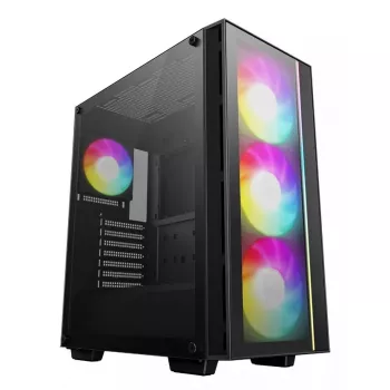 PC-Gehäuse DeepCool MATREXX55 V4 C Midi Tower Schwarz – gehärtetes Glas, ATX/microATX-Unterstützung, USB-C, max. GPU 370 mm