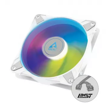 ARCTIC P14 PWM PST A-RGB - Semi-passiver 140-mm-Gehäuselüfter mit digitalem A-RGB in Weiß