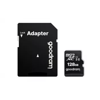 MicroSDXC Flash-Speicher GOODRAM 128GB UHS‑I Class 10 (Lesen 100 MB/s, Schreiben 10 MB/s) mit SD-Adapter