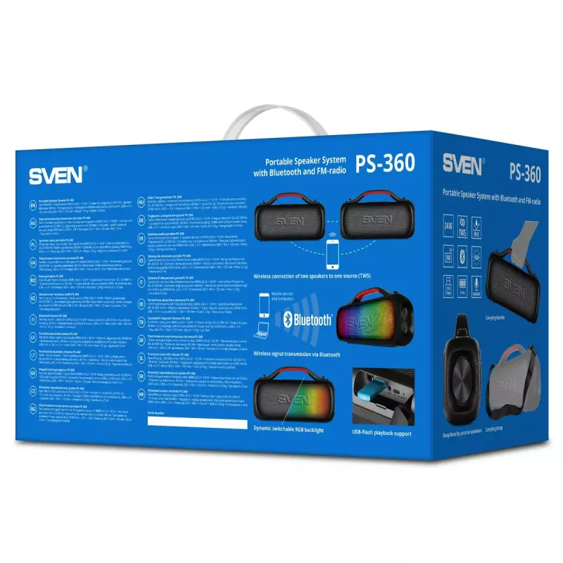 Mono Tragbarer Lautsprecher SVEN PS-360 Schwarz