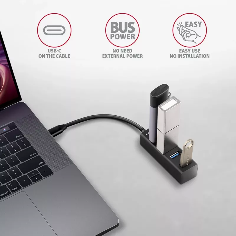 Miniatur-Metall-USB-C 3.2 Gen 1 Hub AXAGON HUE-M1C