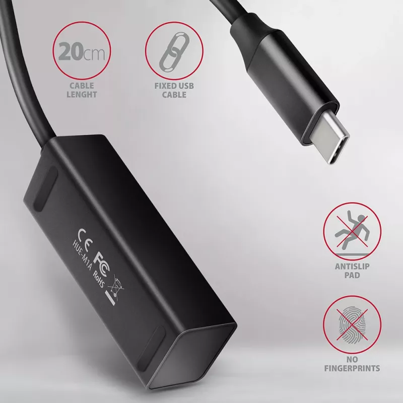Miniatur-Metall-USB-C 3.2 Gen 1 Hub AXAGON HUE-M1C