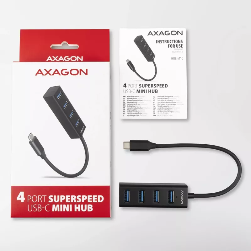 Miniatur-Metall-USB-C 3.2 Gen 1 Hub AXAGON HUE-M1C
