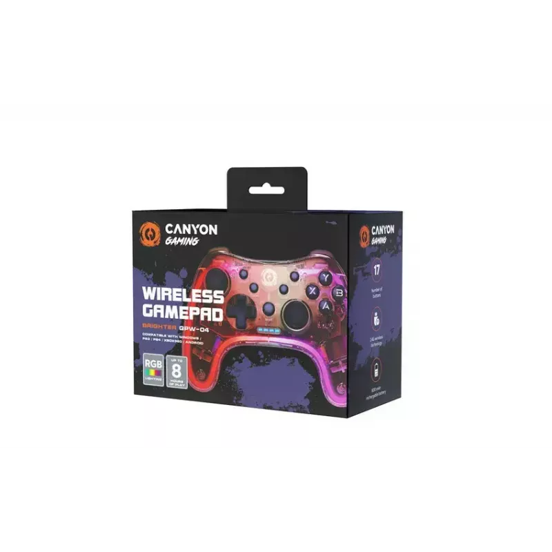 Wireless Gamepad Canyon CND-GPW04 2.4G RGB-Beleuchtung 800mAh Akku