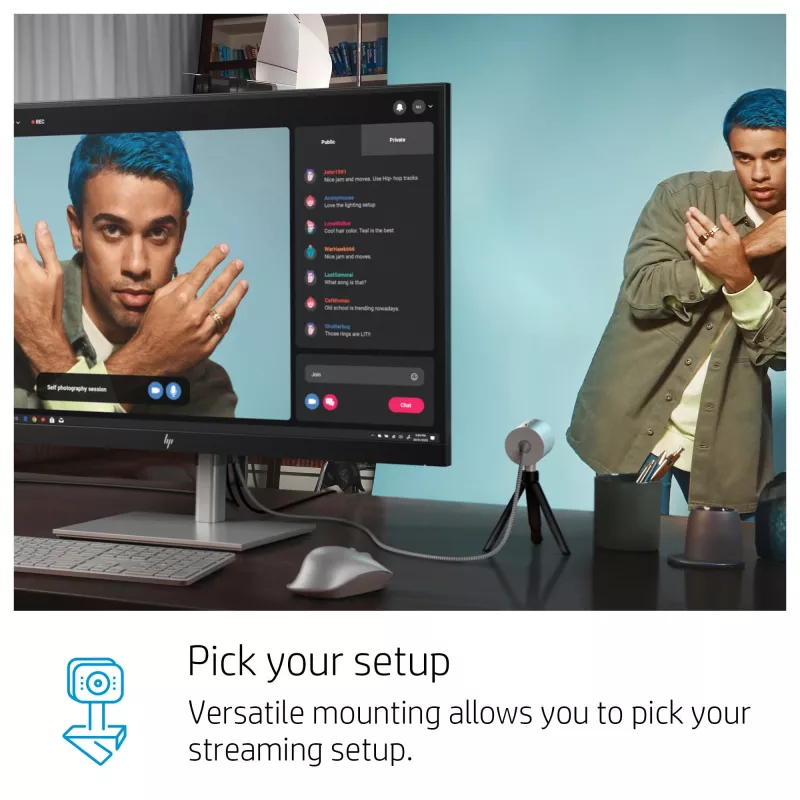 HP 950 4K Webcam, 3840 x 2160 Pixel, Full HD, 30 fps, 1x, Auto, Auto