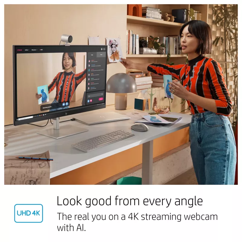HP 950 4K Webcam, 3840 x 2160 Pixel, Full HD, 30 fps, 1x, Auto, Auto