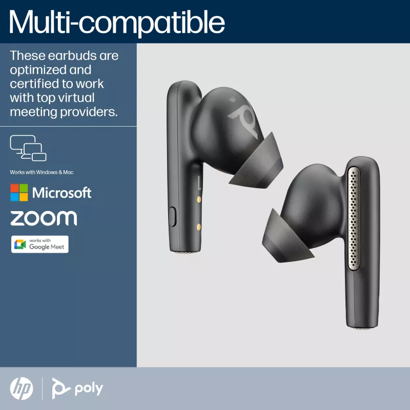 HP Poly Poly Voyager Free 60 UC Carbon Schwarz Earbuds +BT700 USB-A Adapter +Basic Charge Case