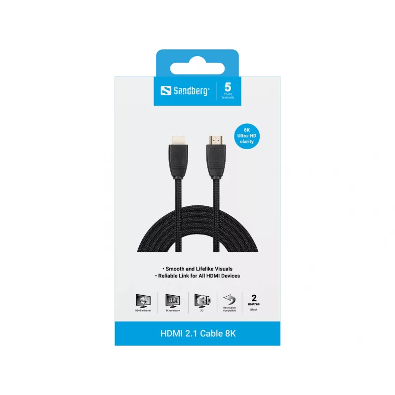 HDMI-Kabel Sandberg HDMI 2.1 Kabel 8K 2m