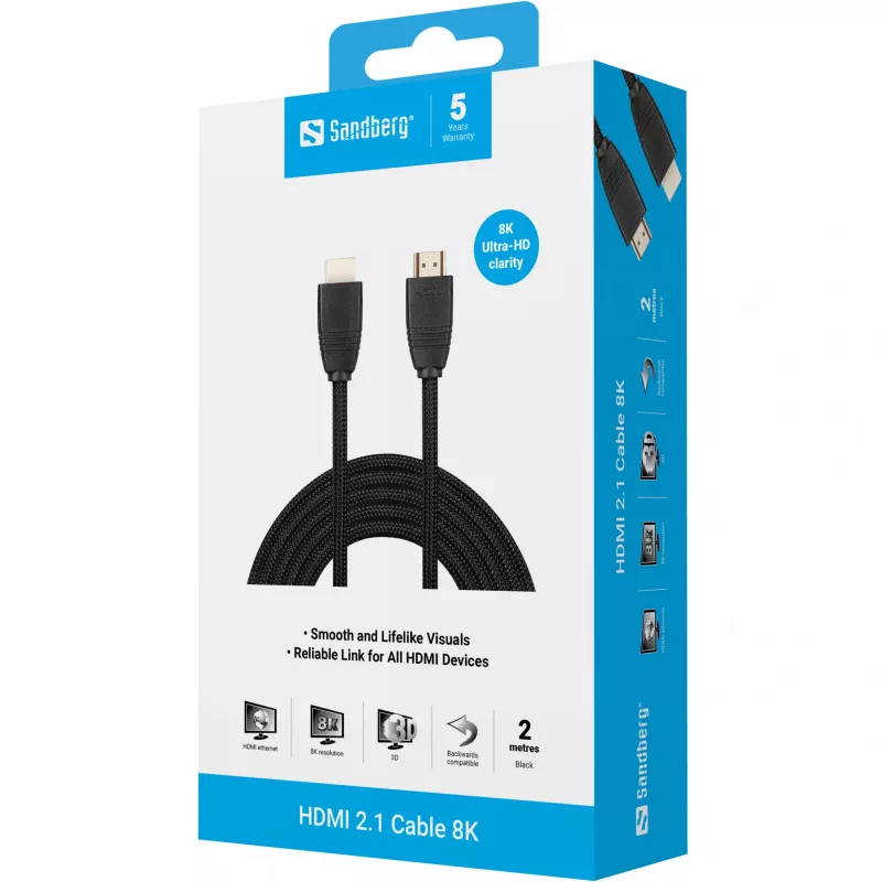 HDMI-Kabel Sandberg HDMI 2.1 Kabel 8K 2m