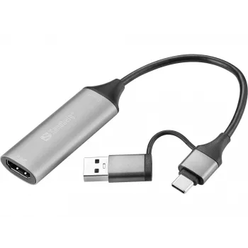 Sandberg HDMI Capture Link auf USB-C/A, HDMI Typ A (Standard), USB Typ-A + USB Typ-C, Buchse, Stecker, Gerade, Gerade