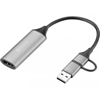Sandberg HDMI Capture Link auf USB-C/A, HDMI Typ A (Standard), USB Typ-A + USB Typ-C, Buchse, Stecker, Gerade, Gerade