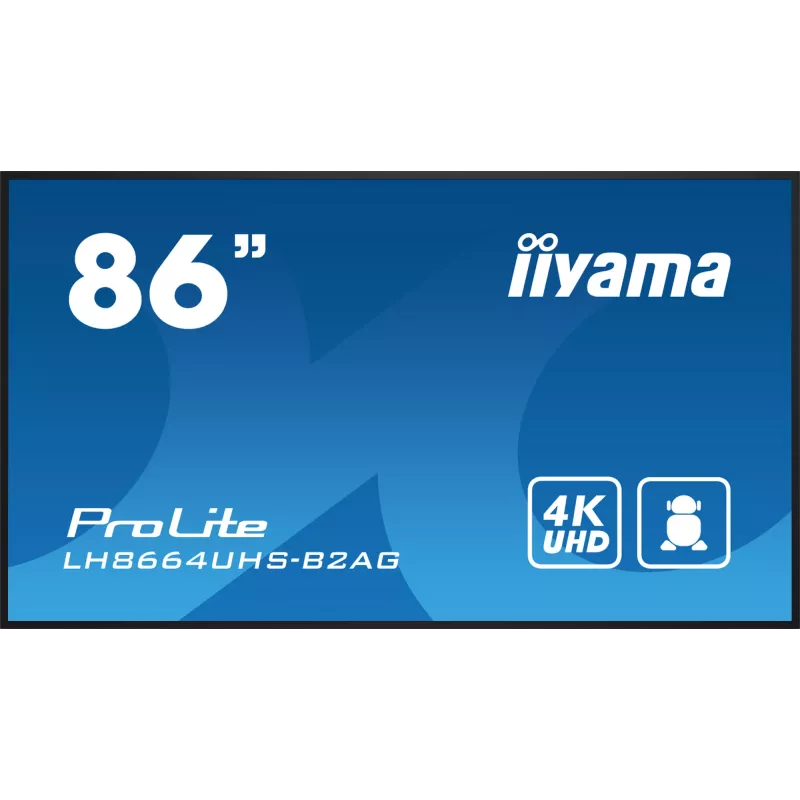 iiyama LH8664UHS-B2AG Signage Display Digital Signage Flachbildschirm 2,17 m (85,6 Zoll) Wi-Fi 500 cd/m² 4K Ultra HD Schwarz Integrierter Prozessor Android 11 24/7