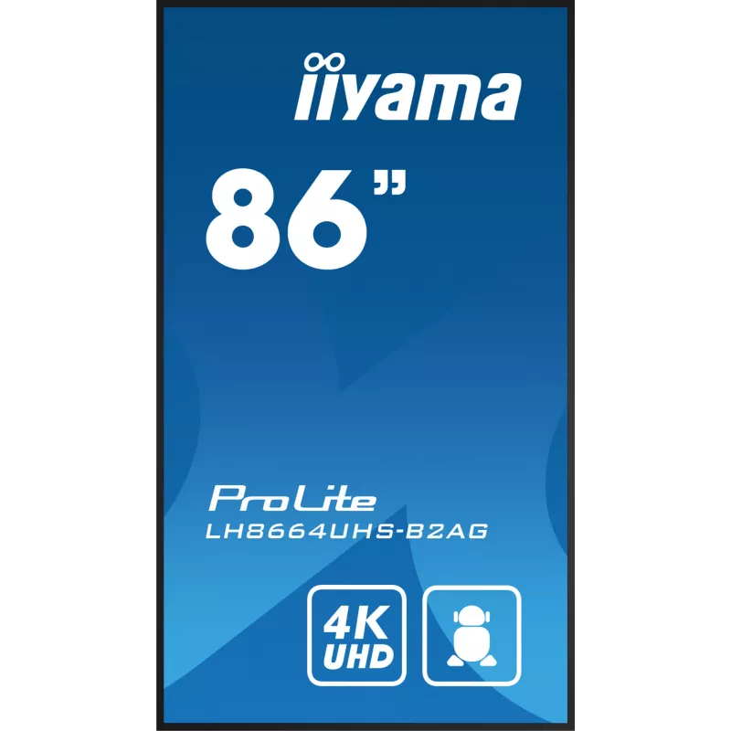 iiyama LH8664UHS-B2AG Signage Display Digital Signage Flachbildschirm 2,17 m (85,6 Zoll) Wi-Fi 500 cd/m² 4K Ultra HD Schwarz Integrierter Prozessor Android 11 24/7