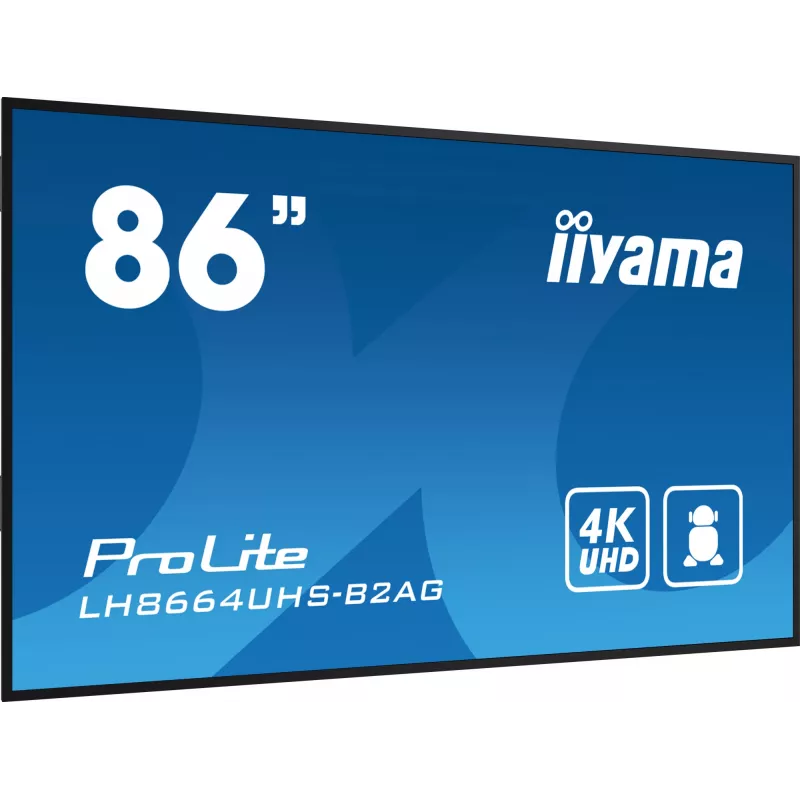 iiyama LH8664UHS-B2AG Signage Display Digital Signage Flachbildschirm 2,17 m (85,6 Zoll) Wi-Fi 500 cd/m² 4K Ultra HD Schwarz Integrierter Prozessor Android 11 24/7