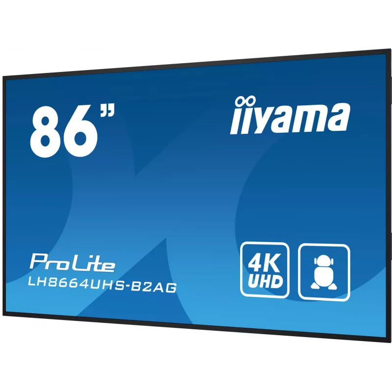 iiyama LH8664UHS-B2AG Signage Display Digital Signage Flachbildschirm 2,17 m (85,6 Zoll) Wi-Fi 500 cd/m² 4K Ultra HD Schwarz Integrierter Prozessor Android 11 24/7