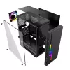 PC-Gehäuse GEMBIRD Fornax 2000 RGB Midi Tower Schwarz — Micro ATX/ITX/ATX, 1x120mm Hecklüfter, 2x2,5-Zoll-Laufwerksschächte, 2x3.0 USB-A, Gehärtetes Glas