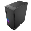 PC-Gehäuse GEMBIRD Fornax 2000 RGB Midi Tower Schwarz — Micro ATX/ITX/ATX, 1x120mm Hecklüfter, 2x2,5-Zoll-Laufwerksschächte, 2x3.0 USB-A, Gehärtetes Glas
