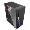PC-Gehäuse GEMBIRD Fornax 2000 RGB Midi Tower Schwarz — Micro ATX/ITX/ATX, 1x120mm Hecklüfter, 2x2,5-Zoll-Laufwerksschächte, 2x3.0 USB-A, Gehärtetes Glas